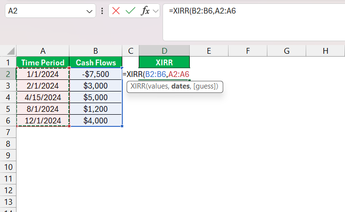 XIRR Formula in Excel