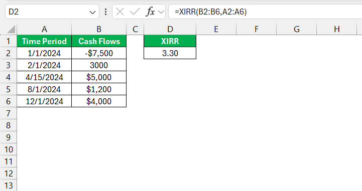 XIRR Formula in Excel