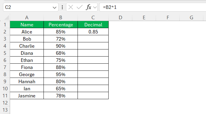 Convert Percent to Decimal