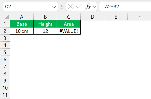 Area of Parallelogram Formula in Excel