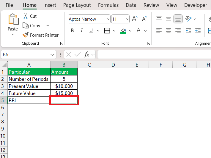 RRI Function in Excel