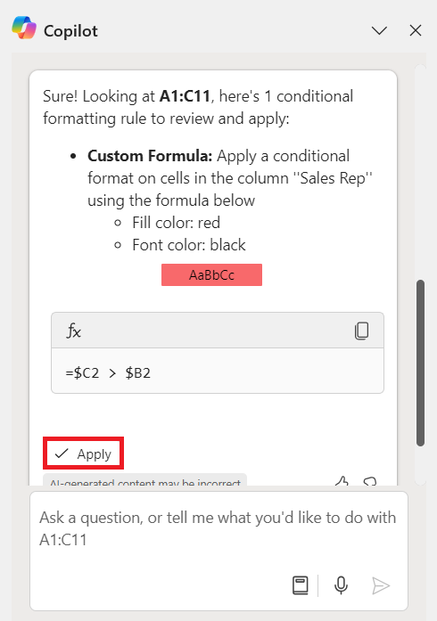 Copilot for Conditional Formatting