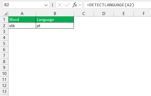 Translate Portuguese to English in Excel