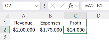 Calculate Difference in Excel