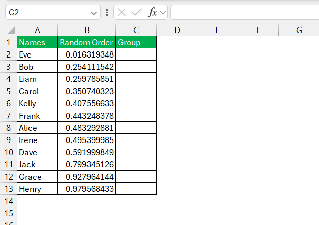 Excel Random Group Generator