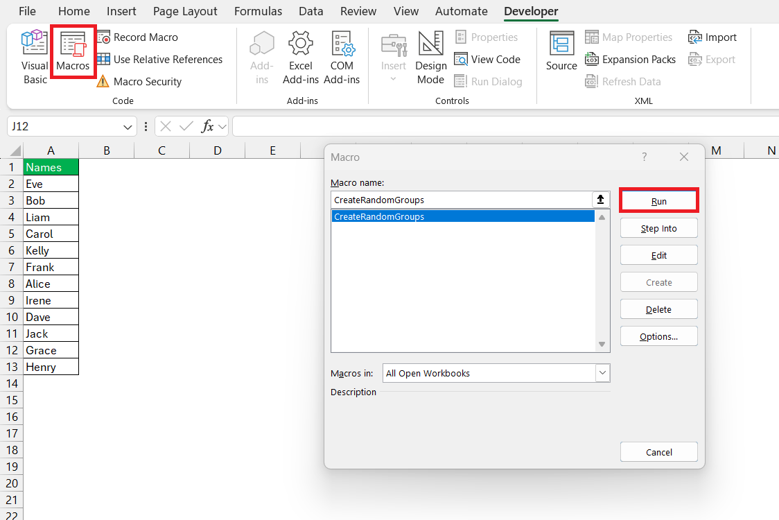 Excel Random Group Generator