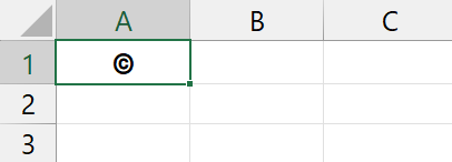 Insert Copyright Symbol in Excel