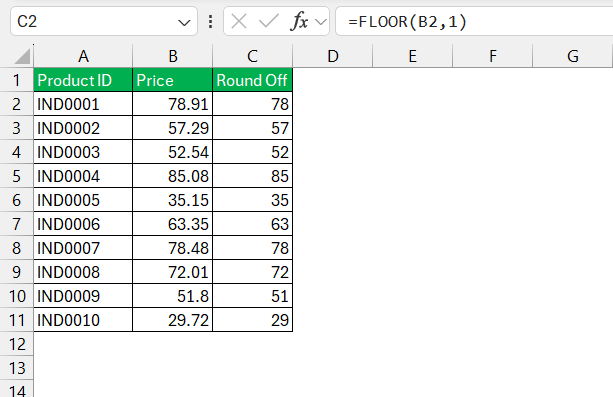 Floor Function in Excel