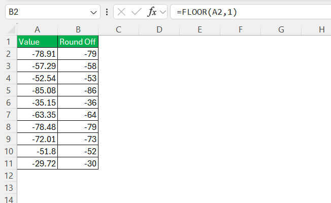 Floor Function in Excel