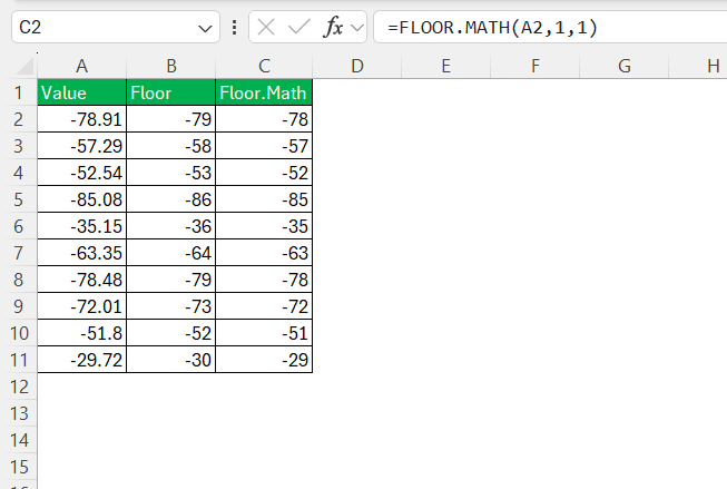 Floor Function in Excel