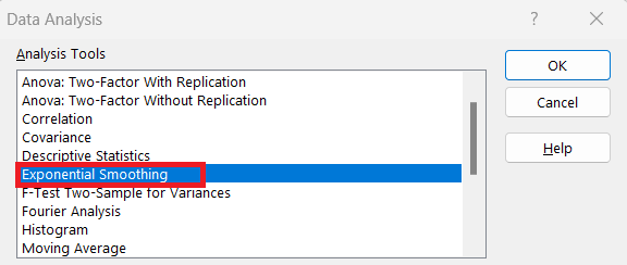 Exponential Smoothing in Excel