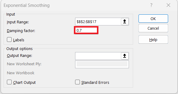 Exponential Smoothing in Excel