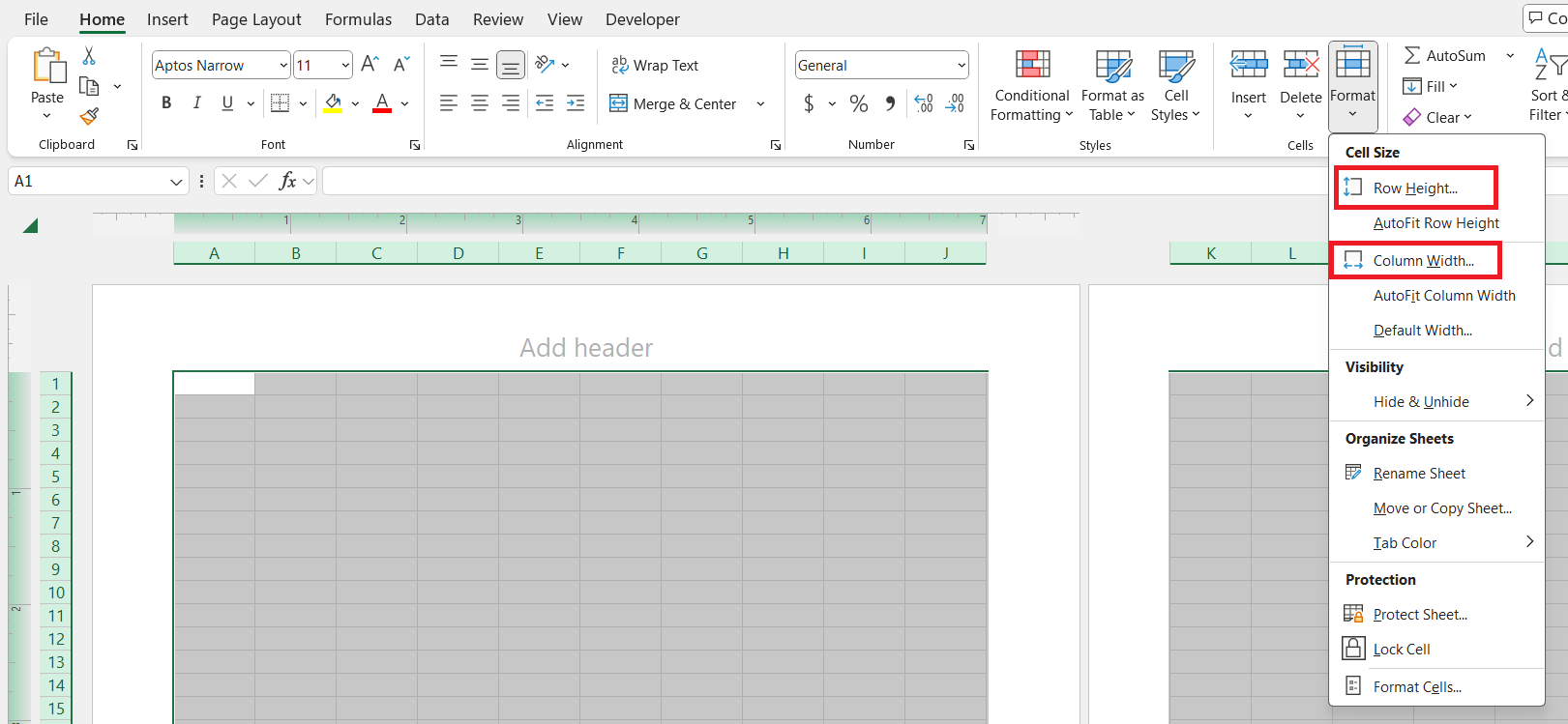 Print Graph Paper in Excel