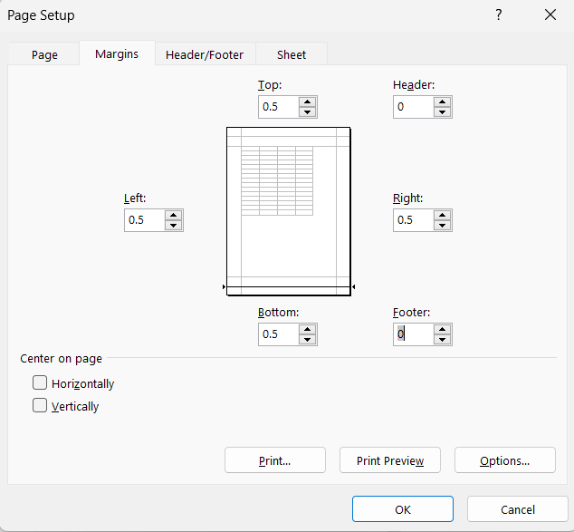 Print Graph Paper in Excel