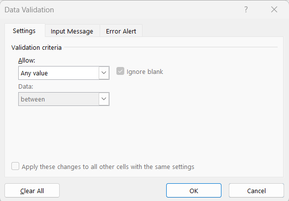 dialog box in Excel