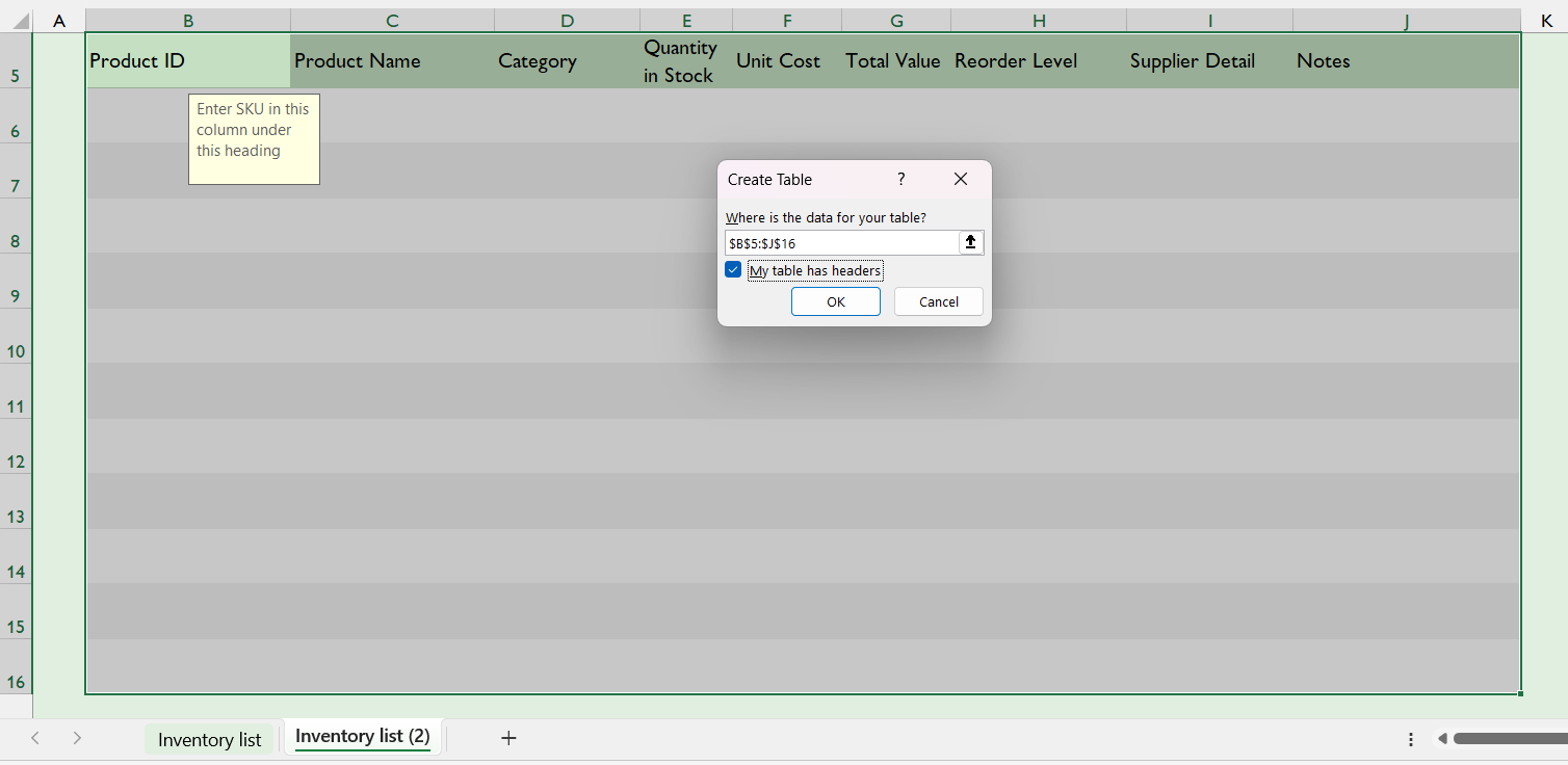 Excel Inventory Templates