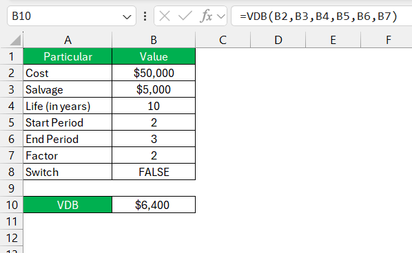 Excel's VDB Function