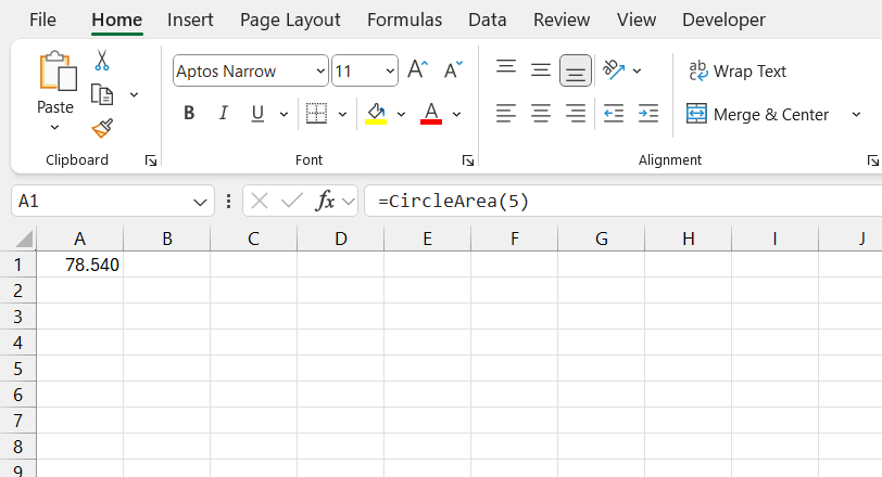 User Defined Functions in Excel