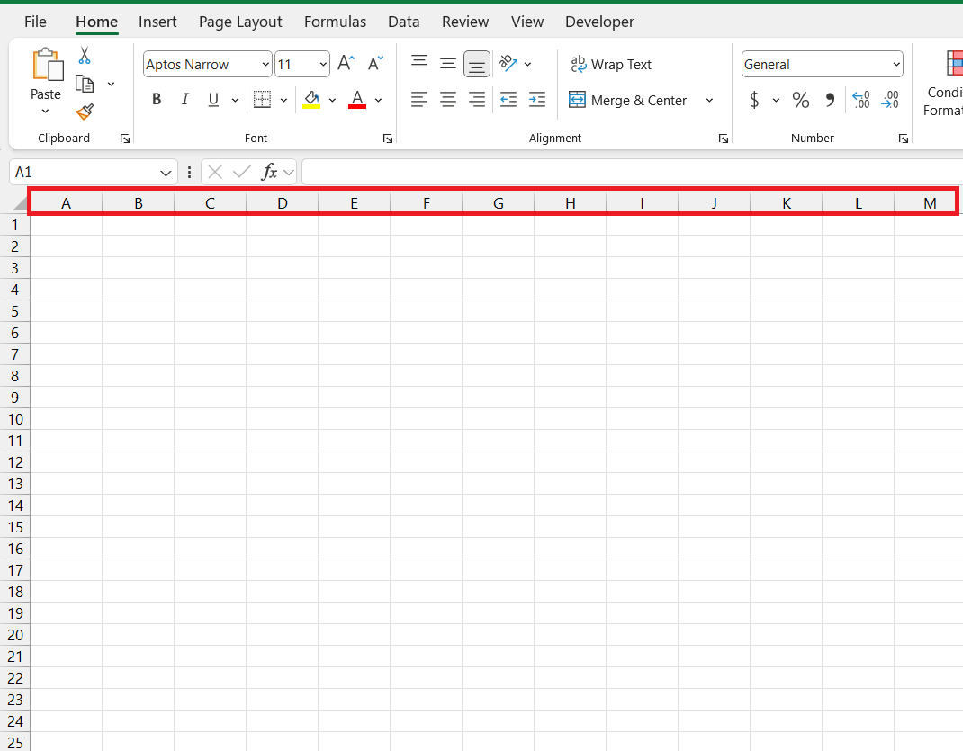 Excel Column Numbering