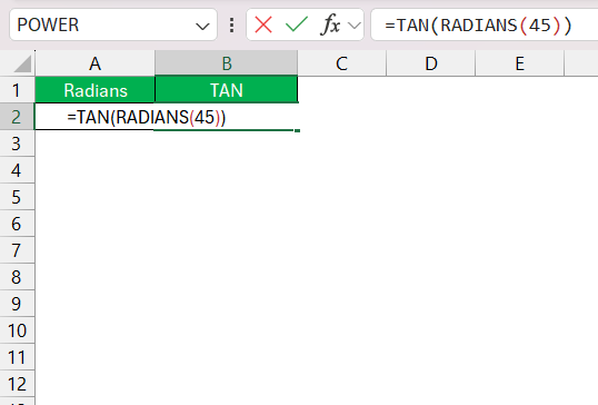 Excel TAN Formula