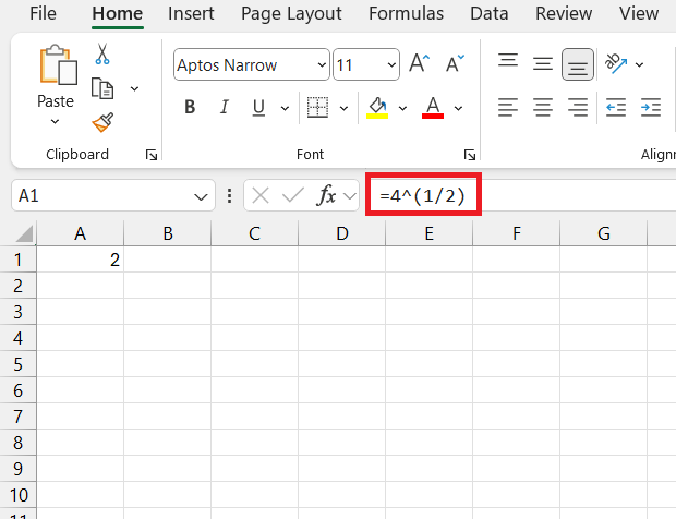 Exponent Symbol in Excel