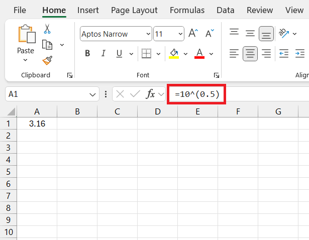 Exponent Symbol in Excel