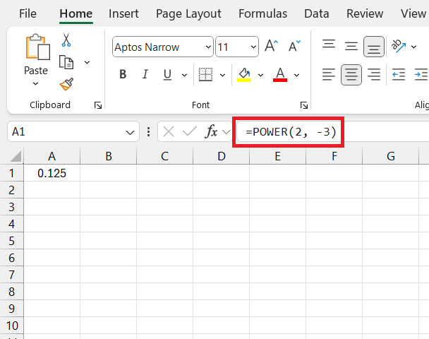 Exponent Symbol in Excel