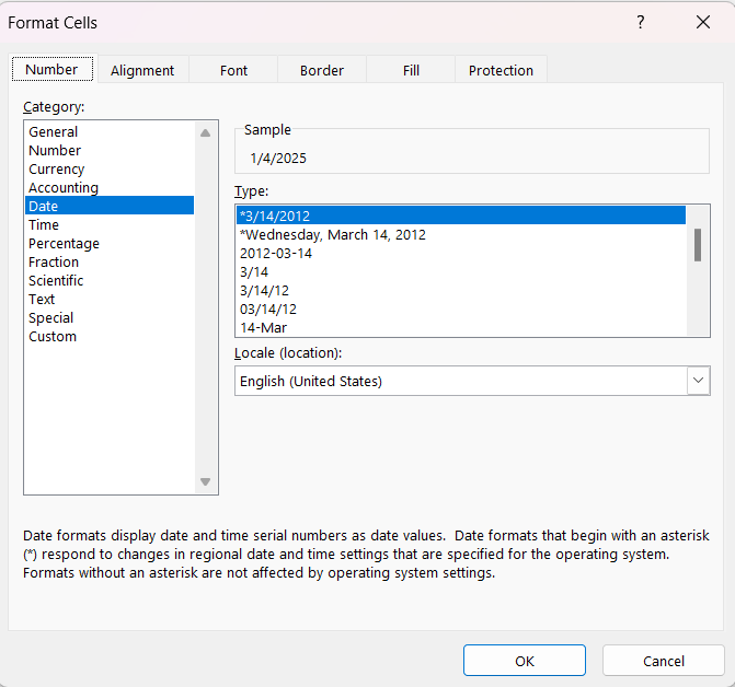 Change Date Format in Excel