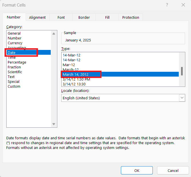 Change Date Format in Excel