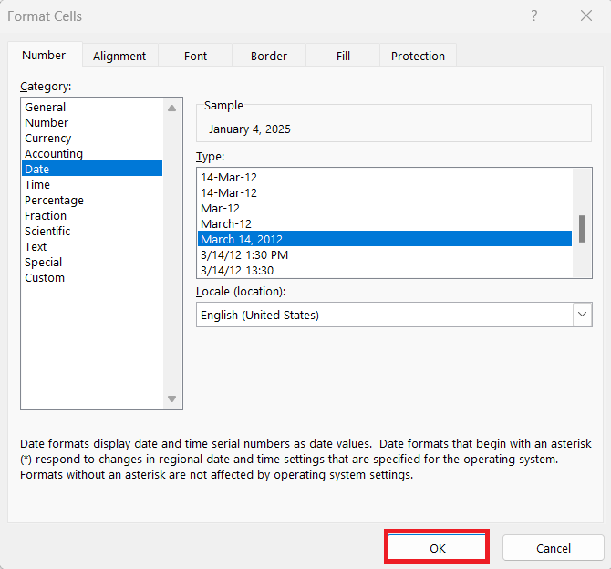 Change Date Format in Excel