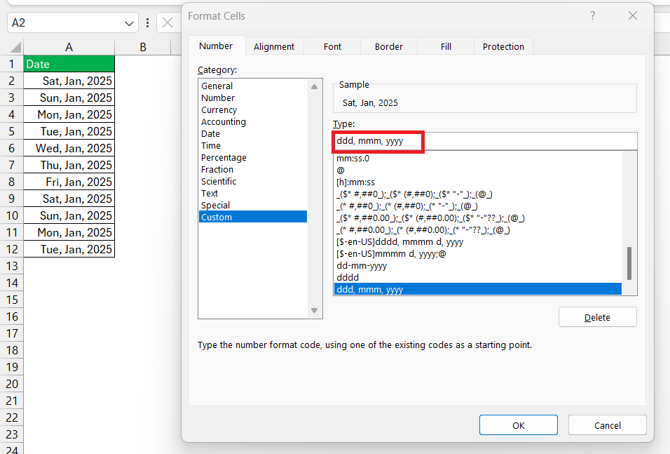 Change Date Format in Excel