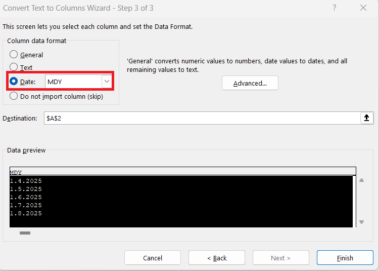 Change Date Format in Excel