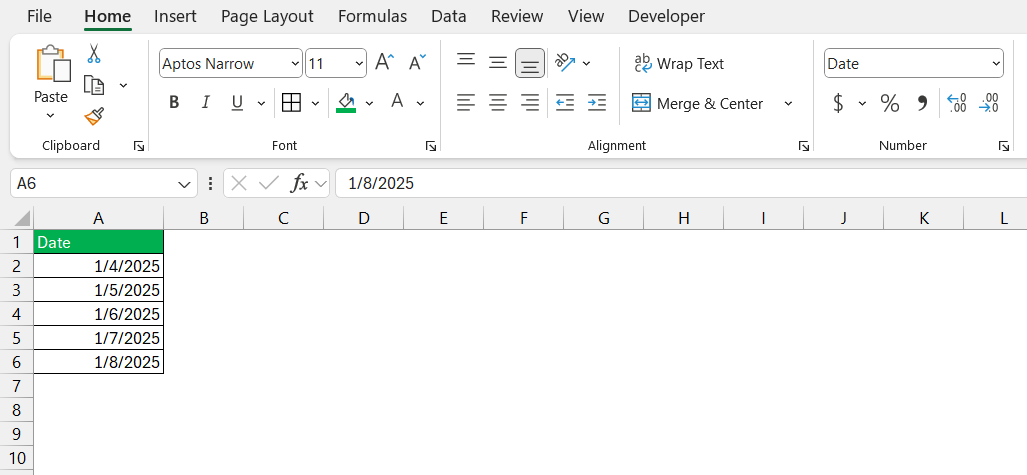 Change Date Format in Excel