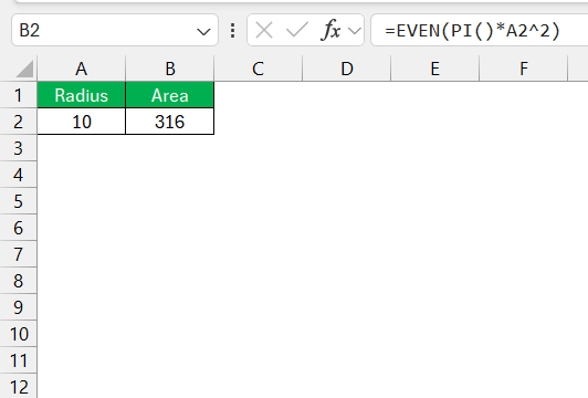 EVEN Function in Excel