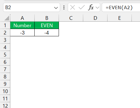 EVEN Function in Excel