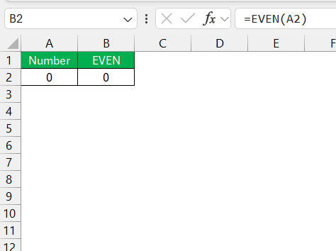 EVEN Function in Excel