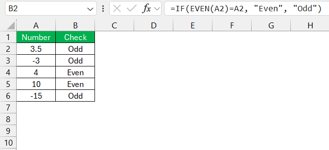 EVEN Function in Excel