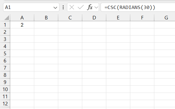 CSC Function in Excel