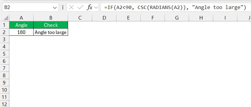 CSC Function in Excel