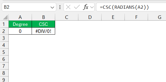 CSC Function in Excel