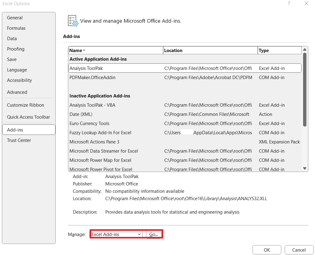 Residual Standard Error in Excel