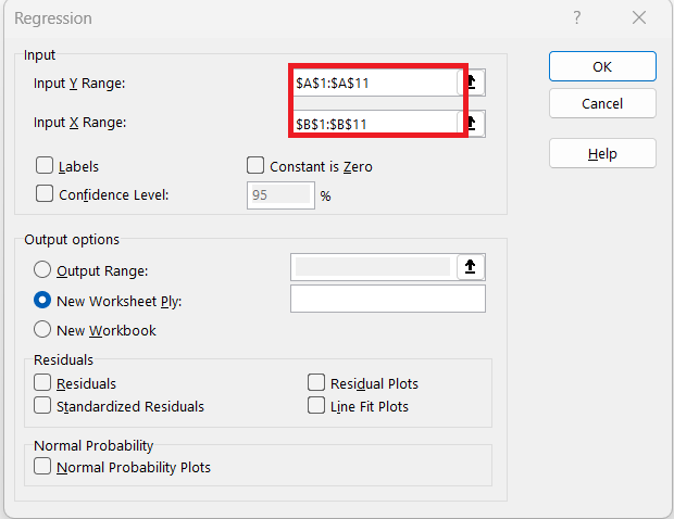 Residual Standard Error in Excel