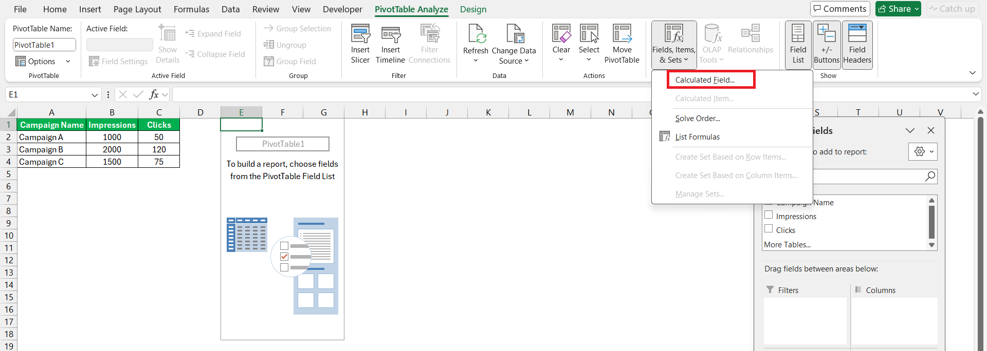 CTR Formula in Excel