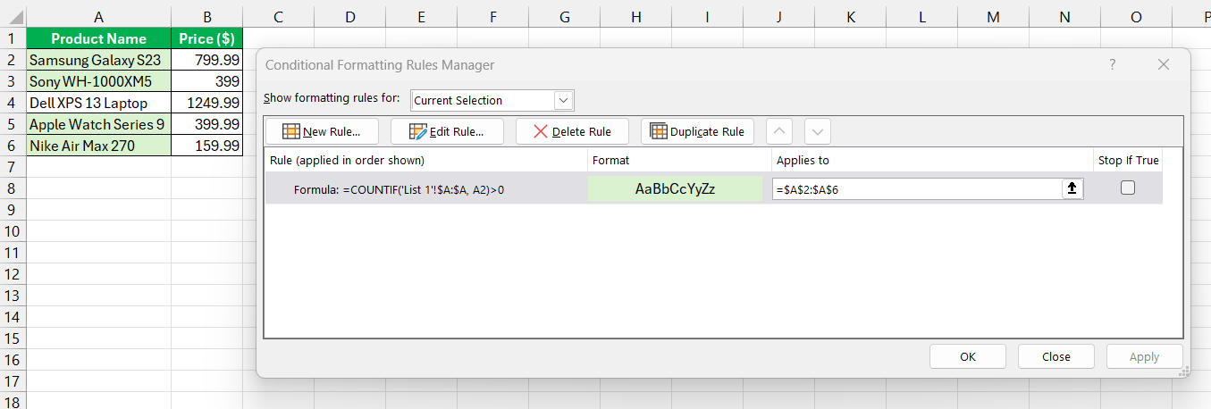 Excel Cross Referencing