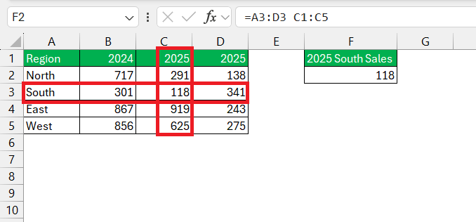 Union and Intersect Operators in Excel