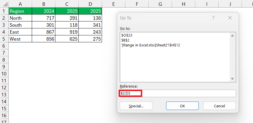 Range in Excel