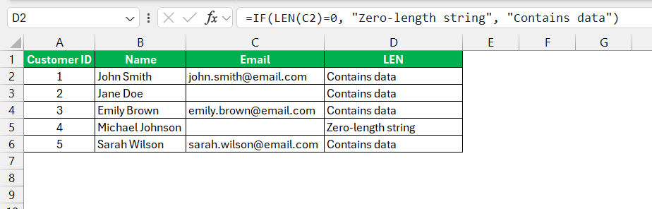 Check Blanks in Excel