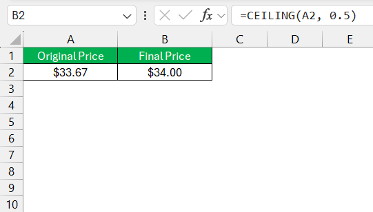 Ceiling Function in Excel