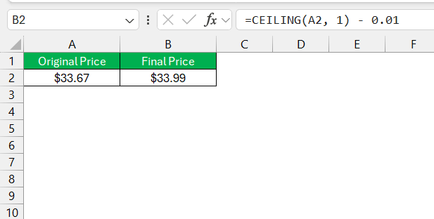 Ceiling Function in Excel