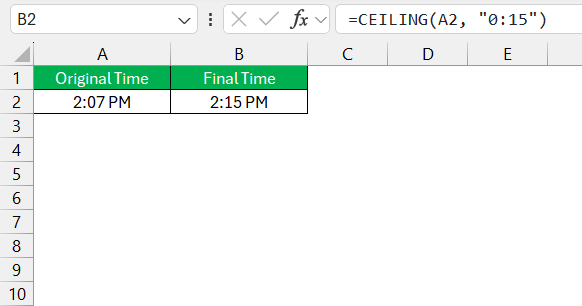 Ceiling Function in Excel